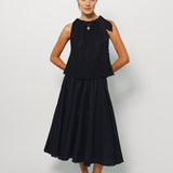 Louiza Babouryan Viscose/Cotton Tie Neck Top