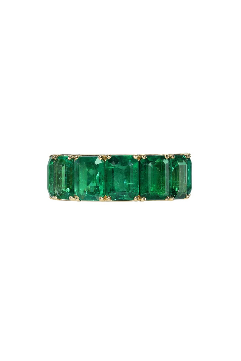 18K Yellow Gold Jumbo Emerald Eternity Band