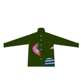 Front view of khaki pablo picasso jacket on white background, with no model shown.