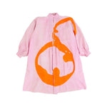 Front view of pink orange malabar coat on white background, with no model shown.