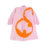 Front view of pink orange malabar coat on white background, with no model shown.