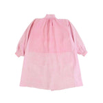 Back view of pink orange malabar coat on white background, with no model shown.