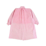 Back view of pink orange malabar coat on white background, with no model shown.