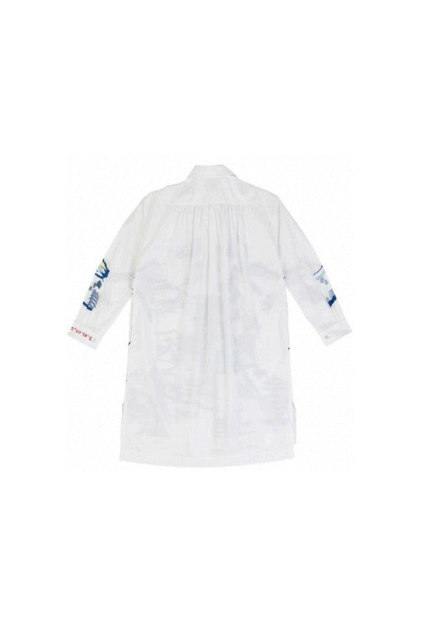 Back view of white k-shirt on white background, with no model shown.