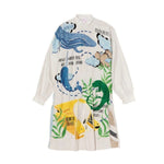 Front view of white PU Coat on white background, with no model shown.