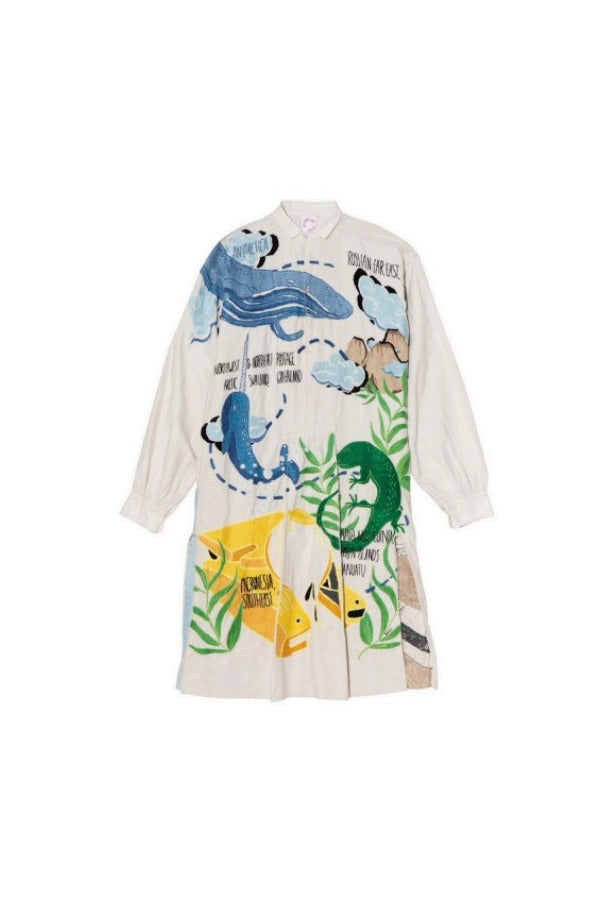 Front view of white PU Coat on white background, with no model shown.