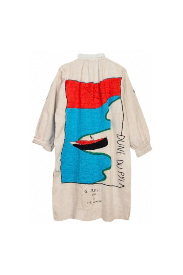 Back view of white PU Tunic on white background, with no model shown.