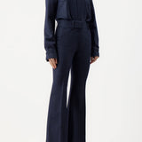 Cruz Shirt in Dark Navy Virgin Wool Silk Tweed