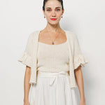 Ruffle Sleeve Cardigan XS / Cream