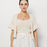 Ruffle Sleeve Cardigan XS / Cream