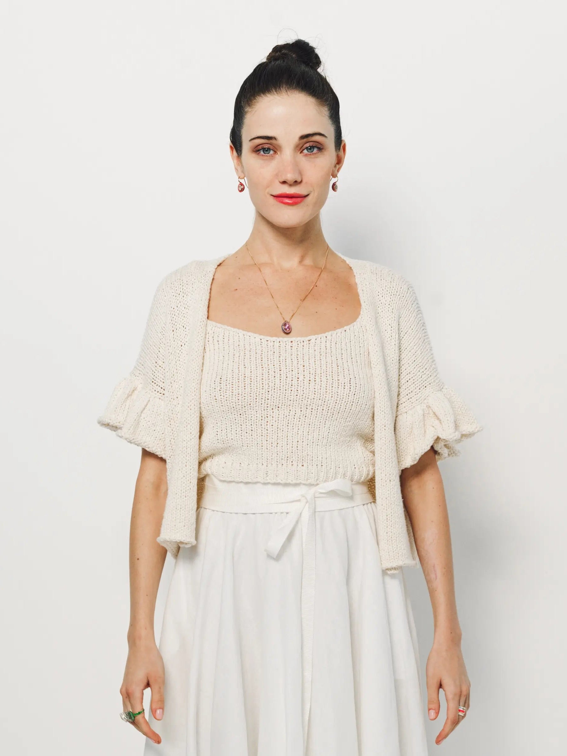 Ruffle Sleeve Cardigan XS / Cream