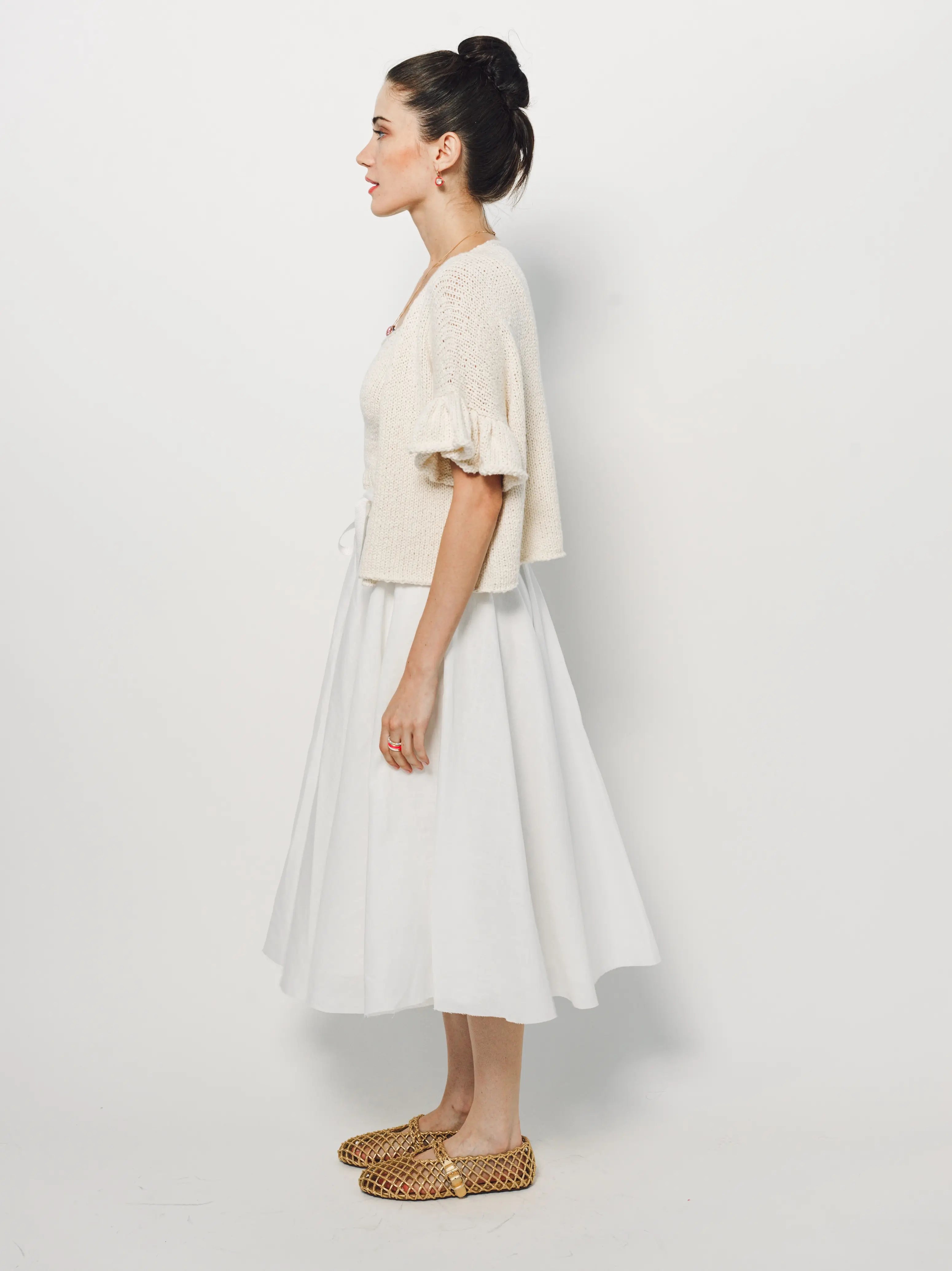 Ruffle Sleeve Cardigan XS / Cream