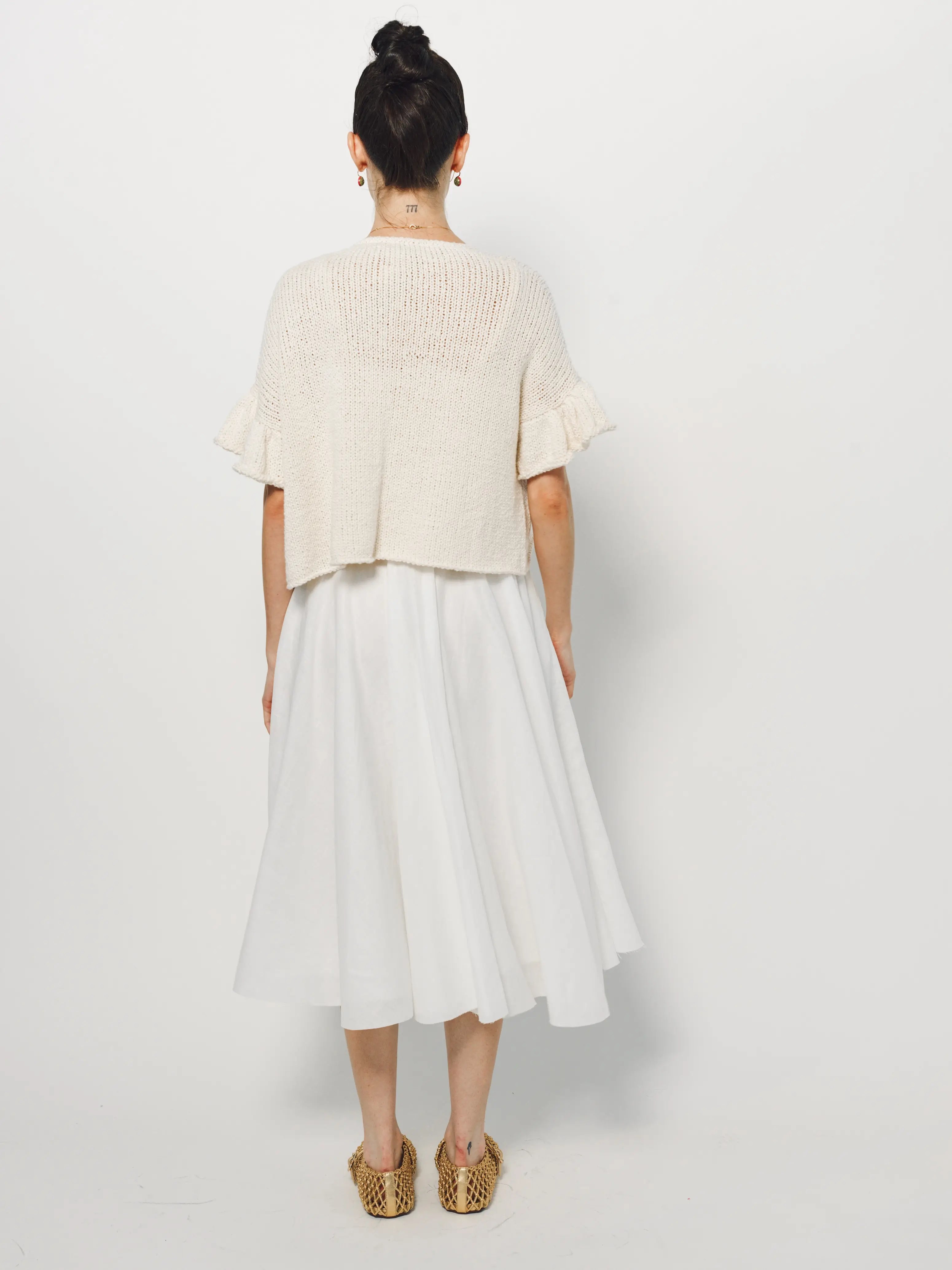 Ruffle Sleeve Cardigan XS / Cream