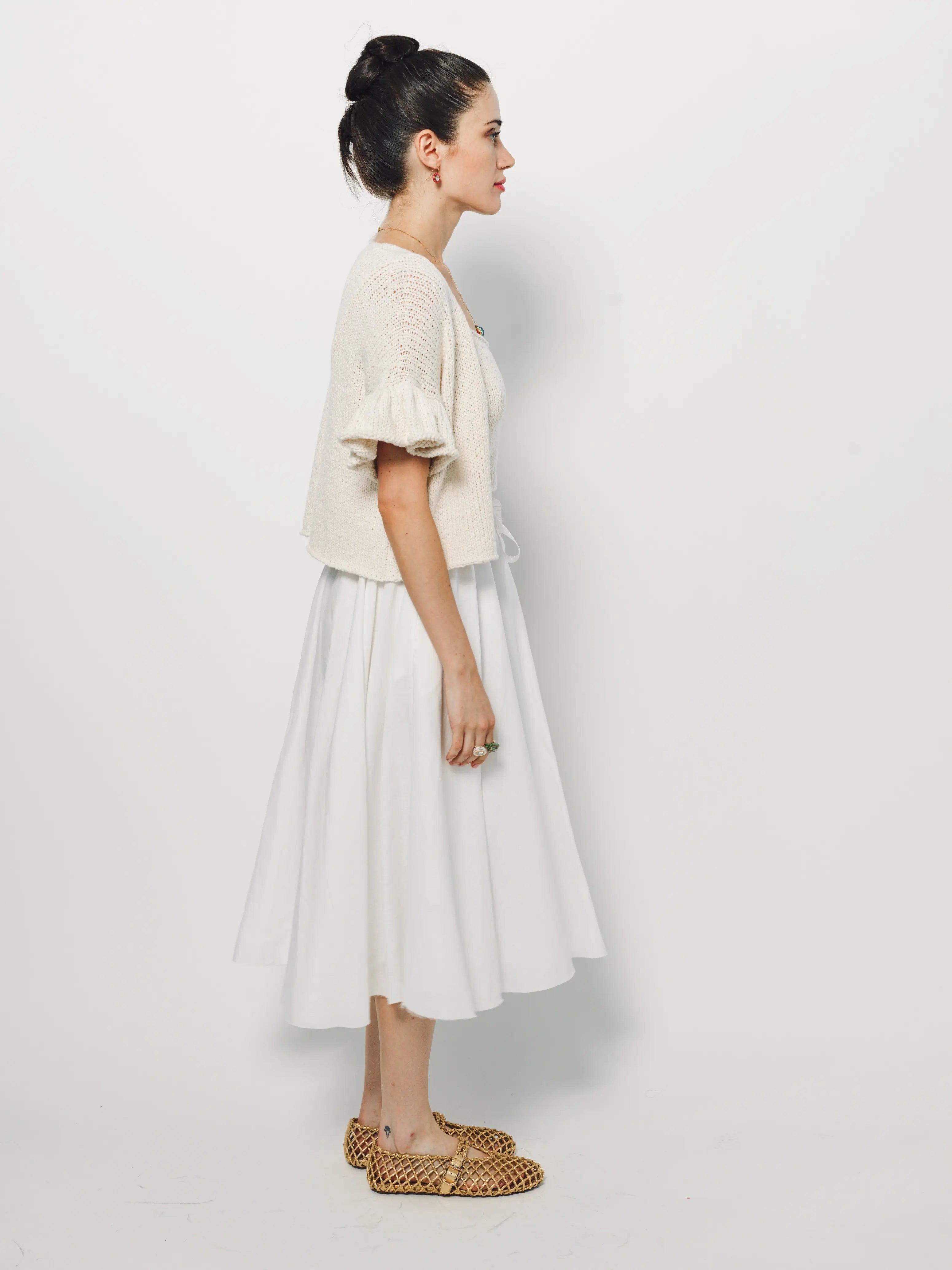 Ruffle Sleeve Cardigan XS / Cream