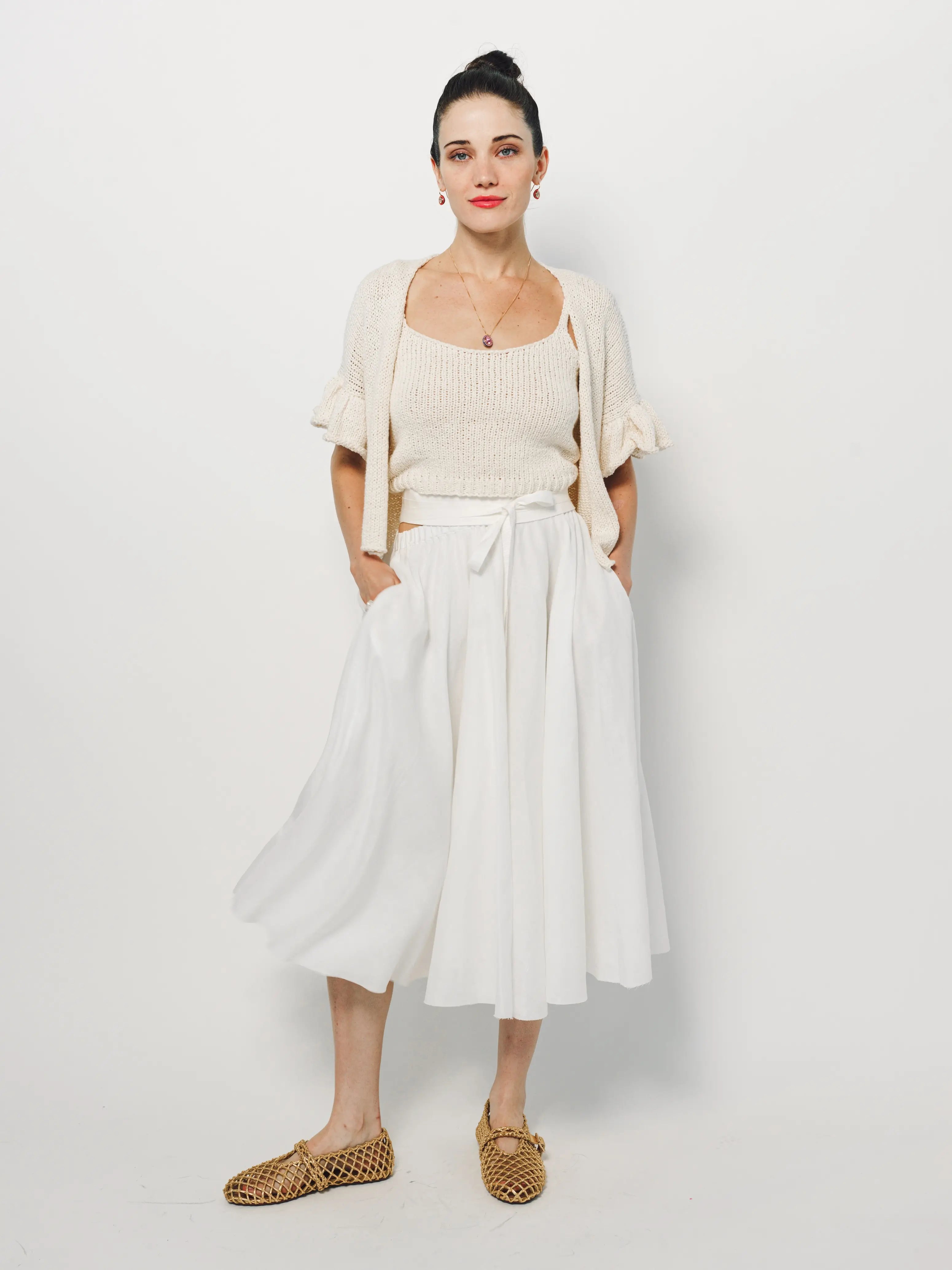 Ruffle Sleeve Cardigan XS / Cream