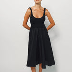 Louiza Babouryan Cotton Knit Linen Dress XS / Black