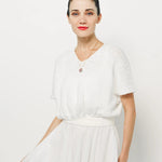 Louiza Babouryan Cotton V Neck Top XS / White
