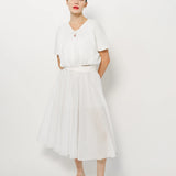 Louiza Babouryan Cotton V Neck Top XS / White