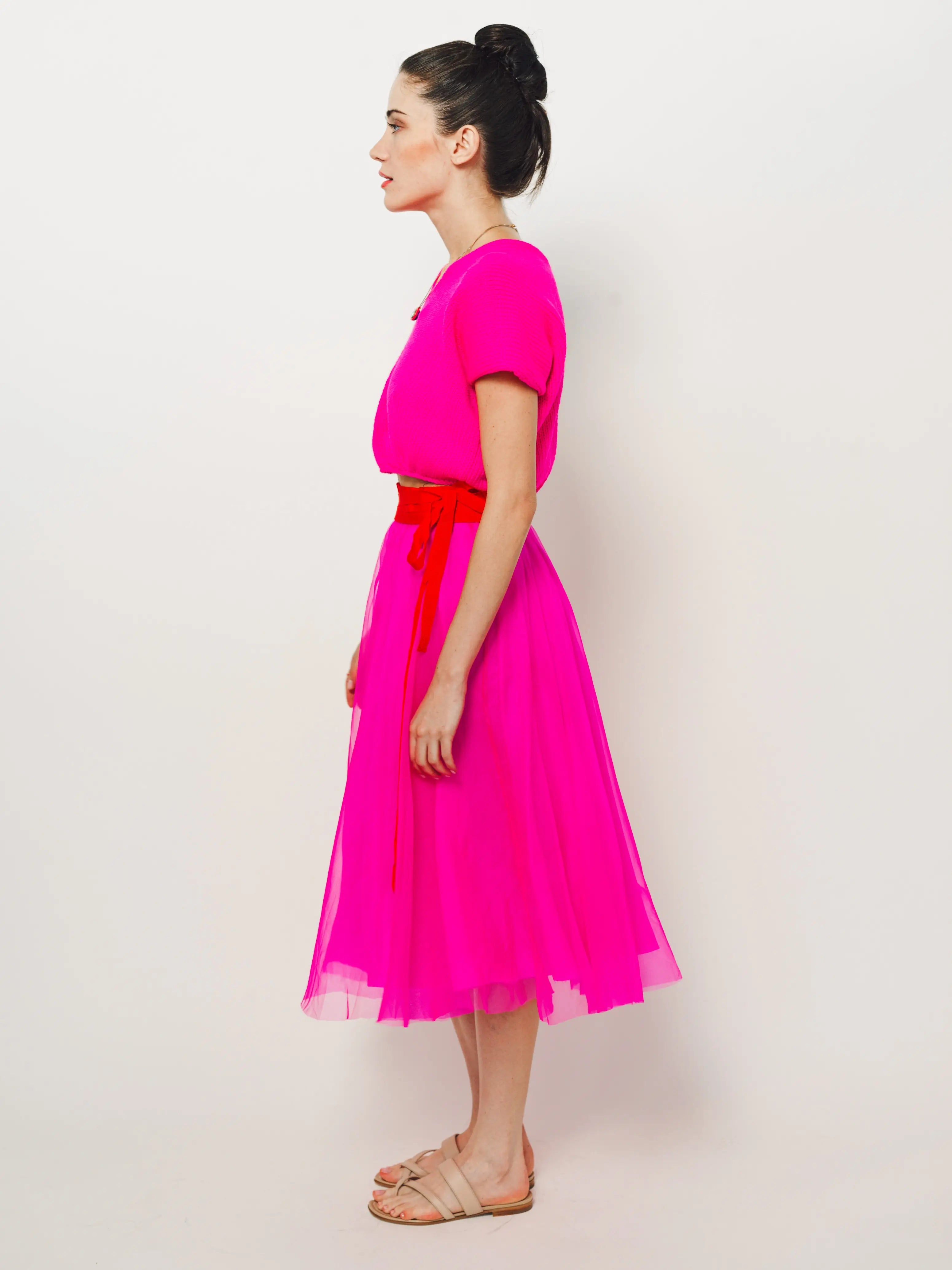 Louiza Babouryan Merino V Neck Knit Top XS / Pink