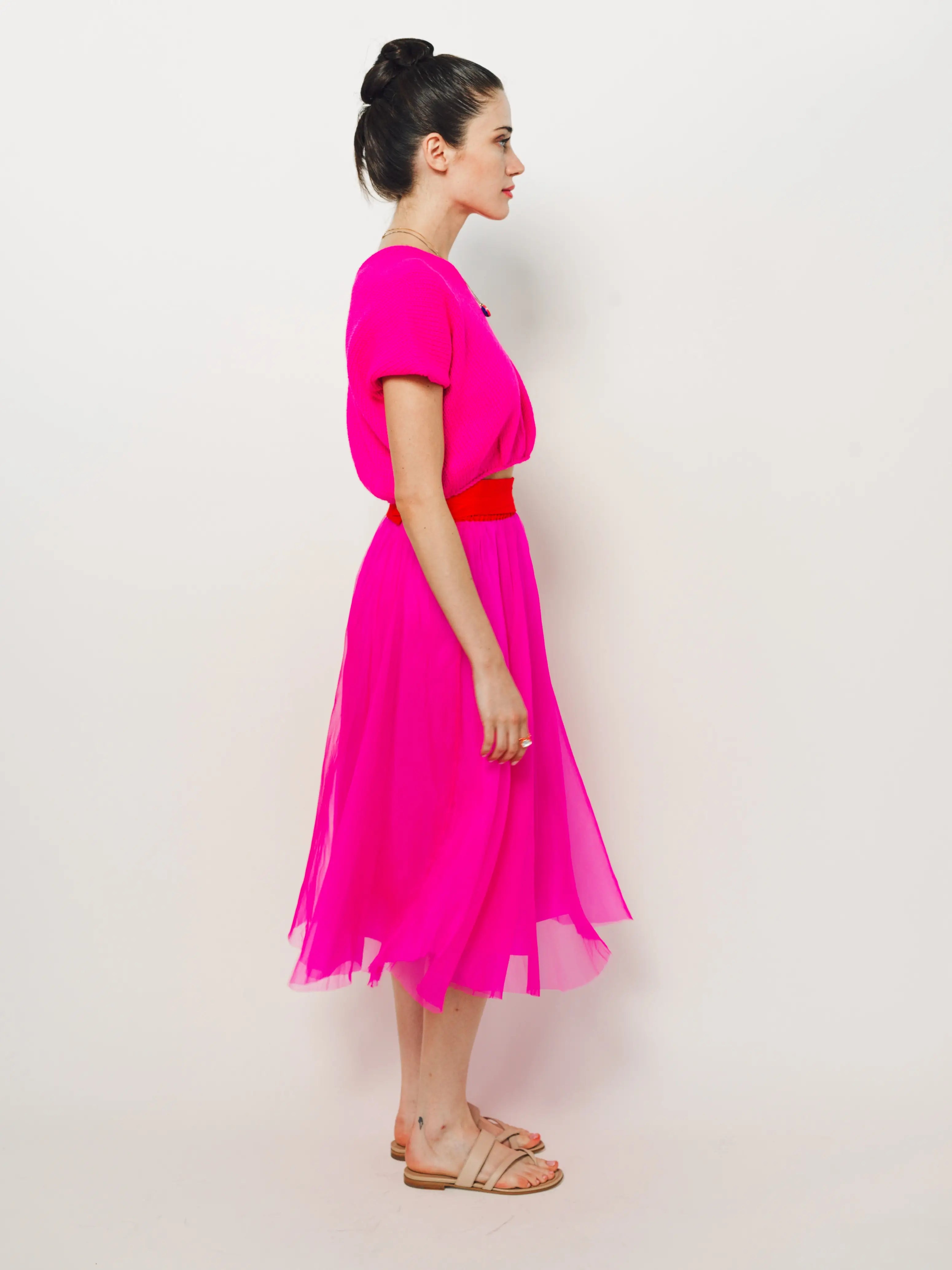Louiza Babouryan Merino V Neck Knit Top XS / Pink