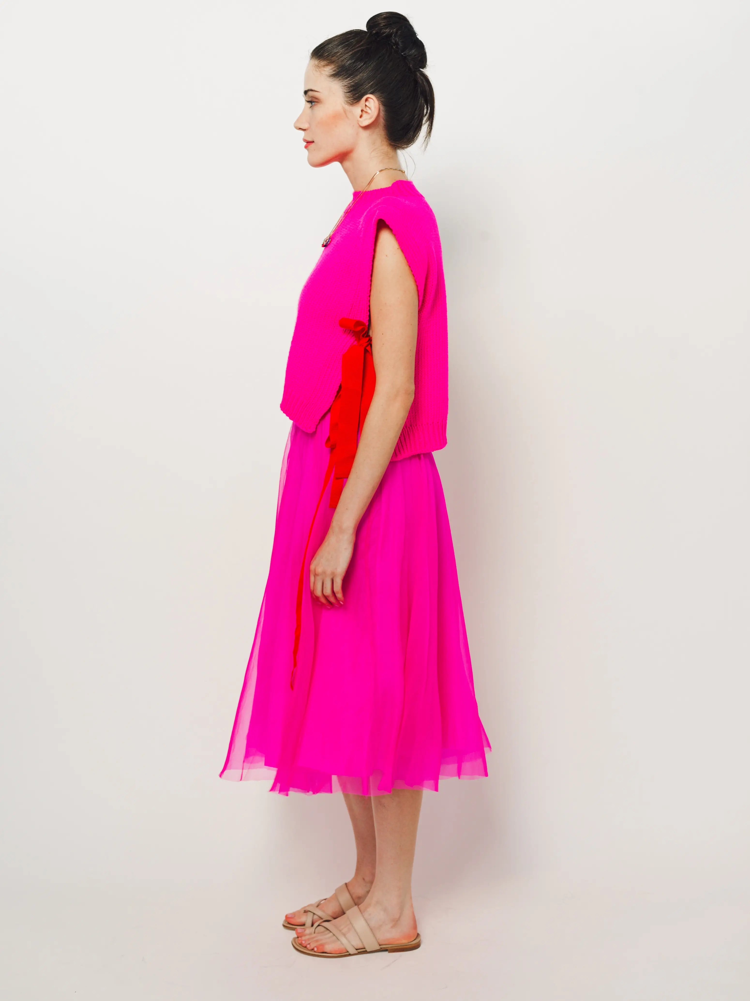 Louiza Babouryan Merino Top With Ties M / Pink