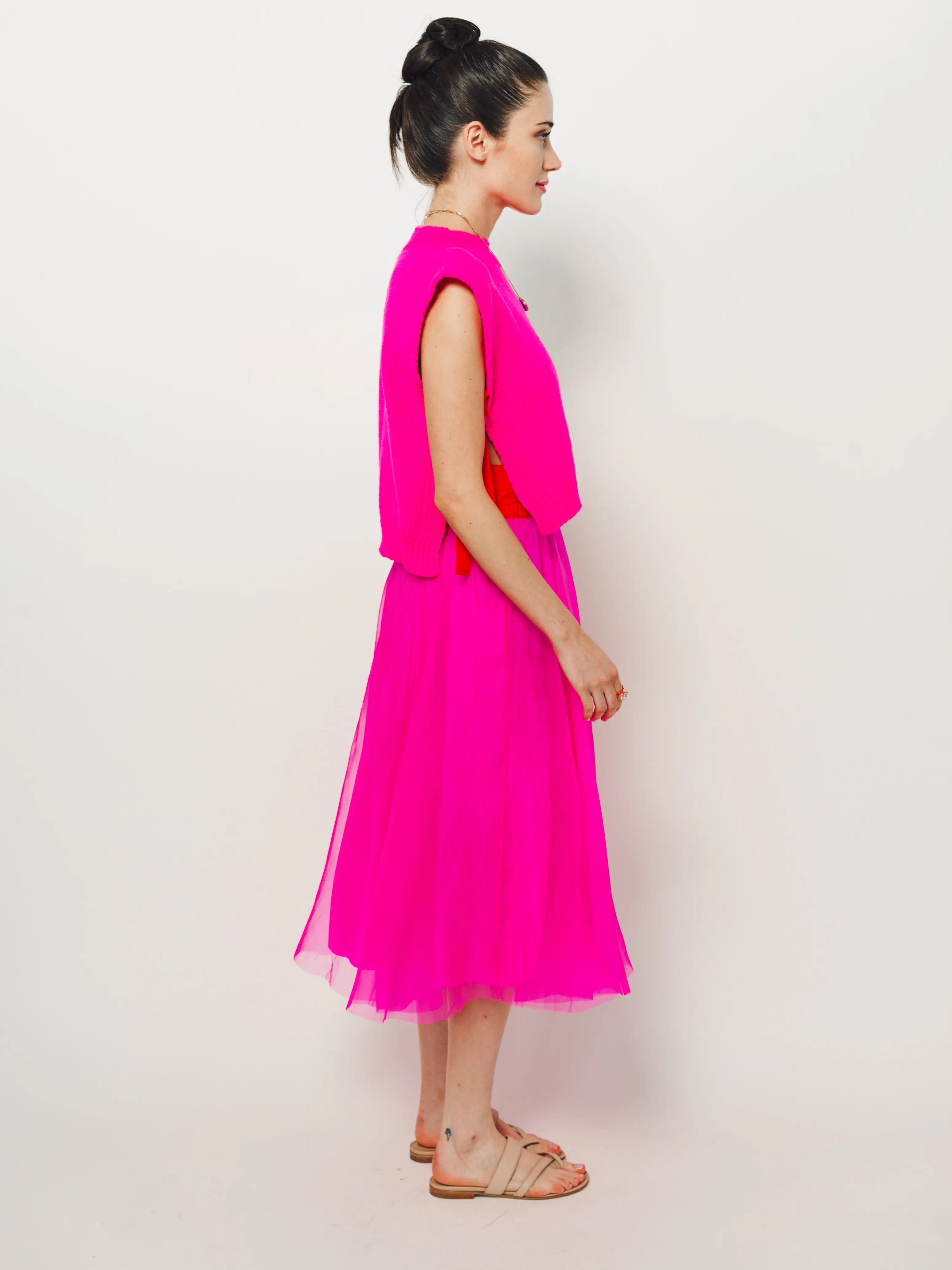Louiza Babouryan Merino Top With Ties M / Pink