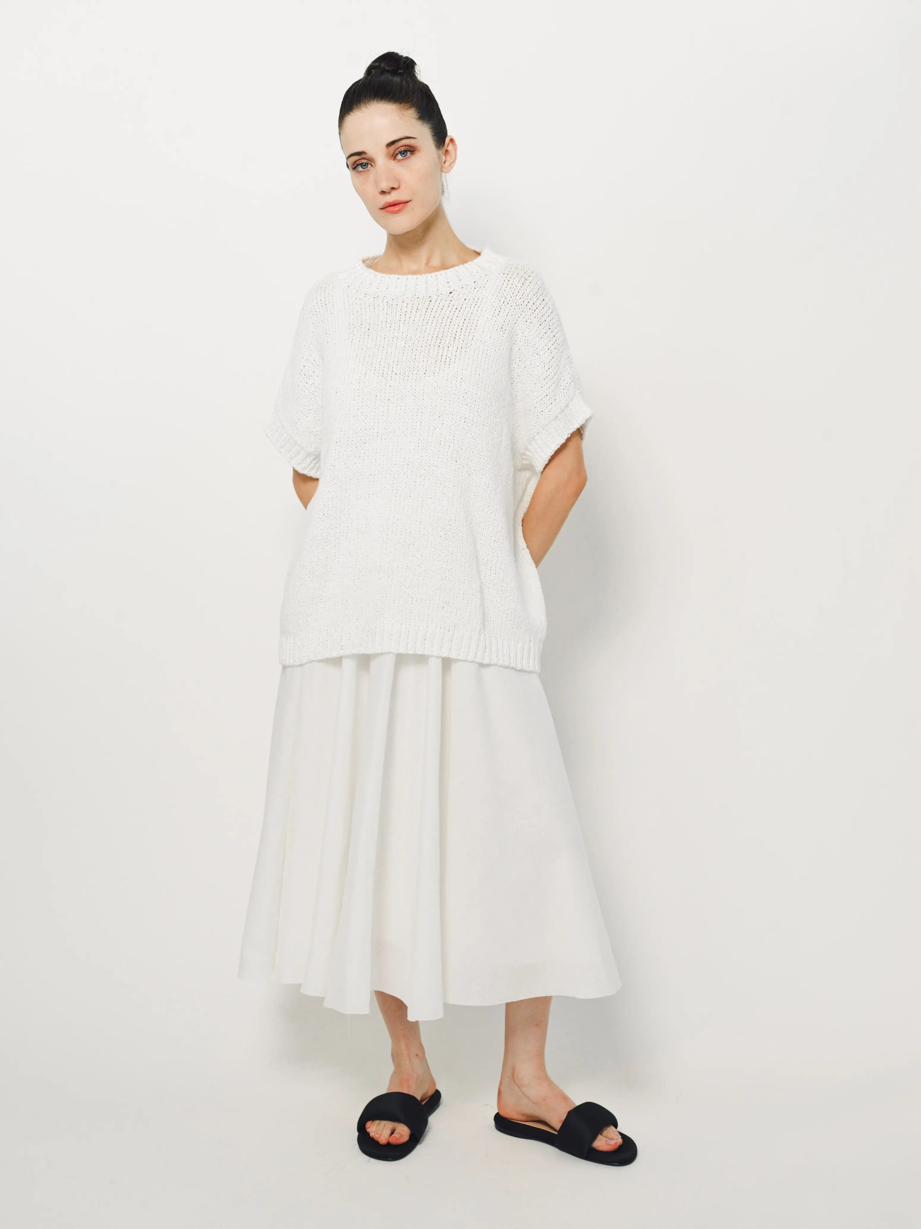 Louiza Babouryan Cotton Knit Top XS / White
