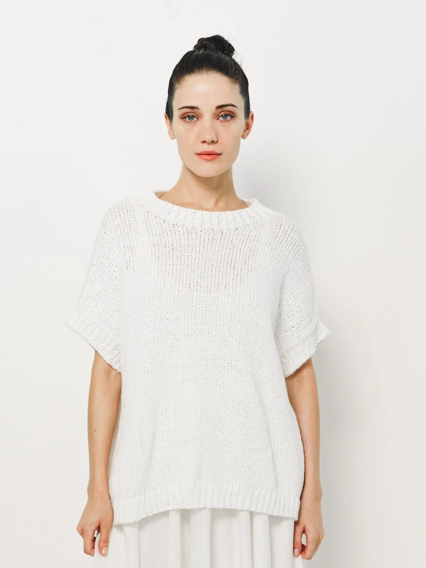 Louiza Babouryan Cotton Knit Top XS / White