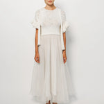 Louiza Babouryan Ruffle Sleeve Cardigan XS / White