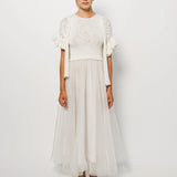 Louiza Babouryan Ruffle Sleeve Cardigan XS / White