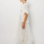 Louiza Babouryan Ruffle Sleeve Cardigan XS / White