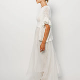 Louiza Babouryan Ruffle Sleeve Cardigan XS / White