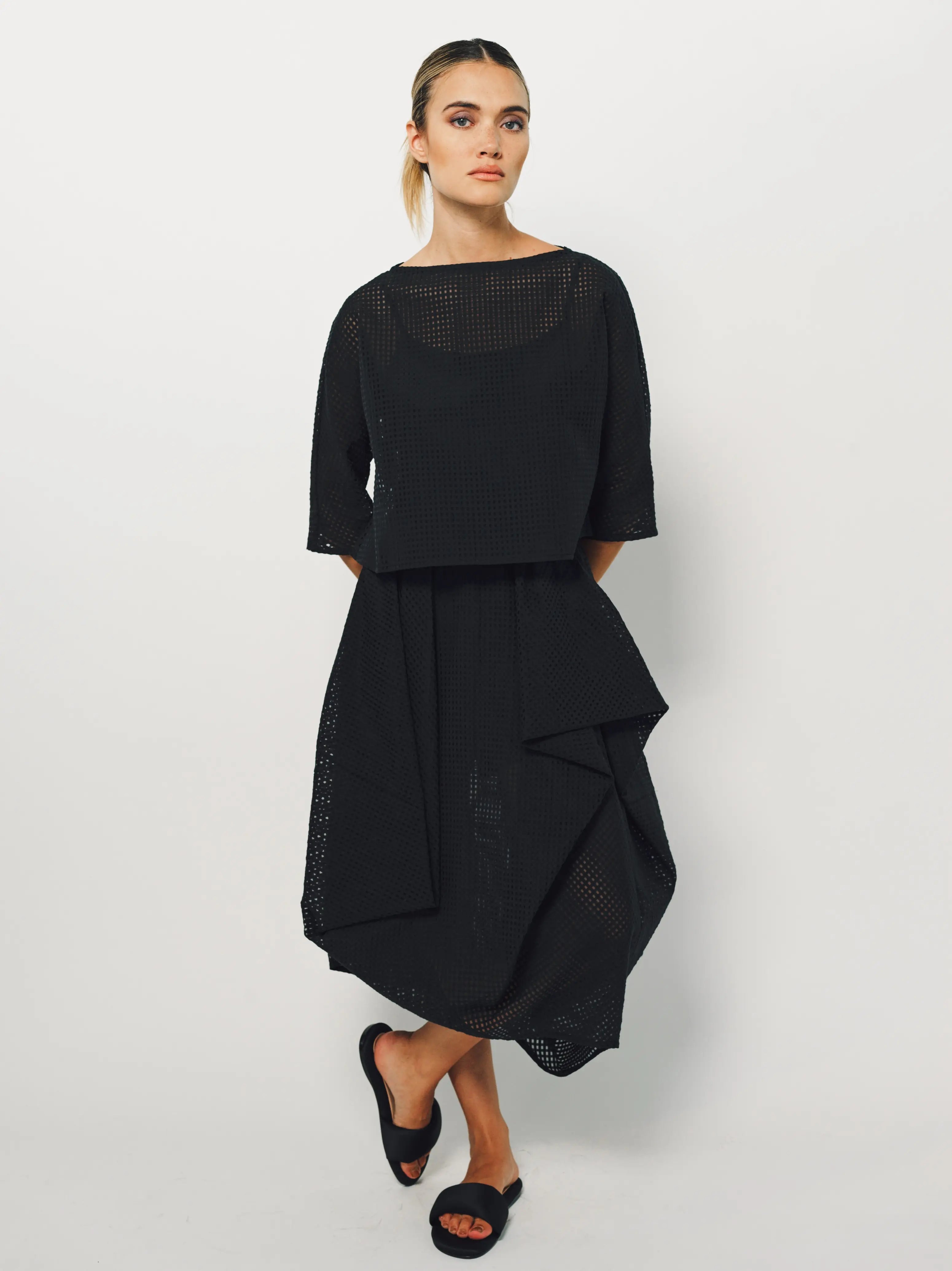 Louiza Babouryan Cotton Blend Skirt with Shorts S / Black