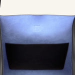 Open view of black tote bag on white background, with no model shown.