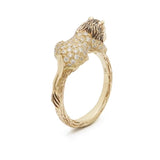 Bibi Van Der Velden Lion Stackable Ring with White Diamonds