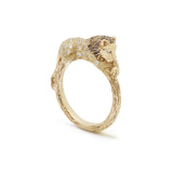 Bibi Van Der Velden Lion Stackable Ring with White Diamonds