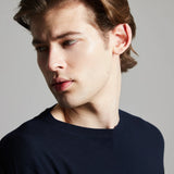 Lanificio Colombo 12.8 Kid Wool Black Crewneck in Navy