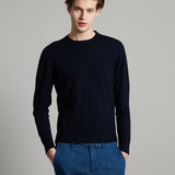 Lanificio Colombo 12.8 Kid Wool Black Crewneck in Navy