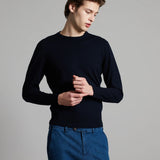 Lanificio Colombo 12.8 Kid Wool Black Crewneck in Navy