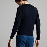 Lanificio Colombo 12.8 Kid Wool Black Crewneck in Navy