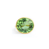 22K Yellow Gold Green Tourmaline Princess Ring