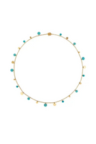 22K Yellow Gold 17" Extra Small Dangling Sequins and Turquoise Necklace