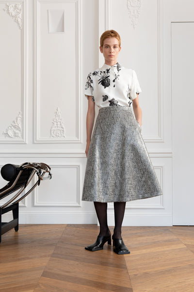 Maison-Rabih-Kayrouz-Short-Sleeve-Top-Black-and-White-Silk-Amarees
