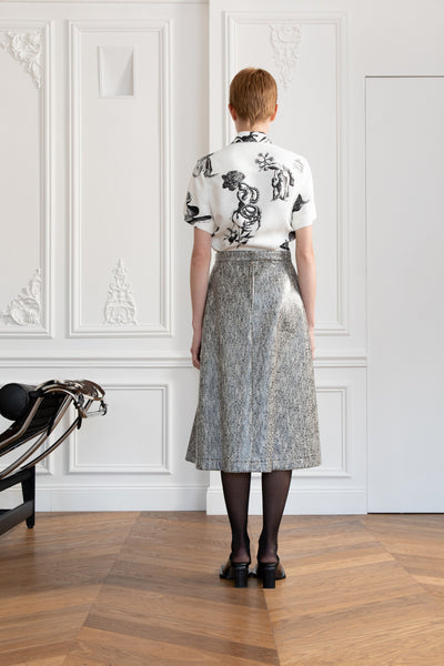 Maison-Rabih-Kayrouz-Short-Sleeve-Top-Black-and-White-Silk-Amarees
