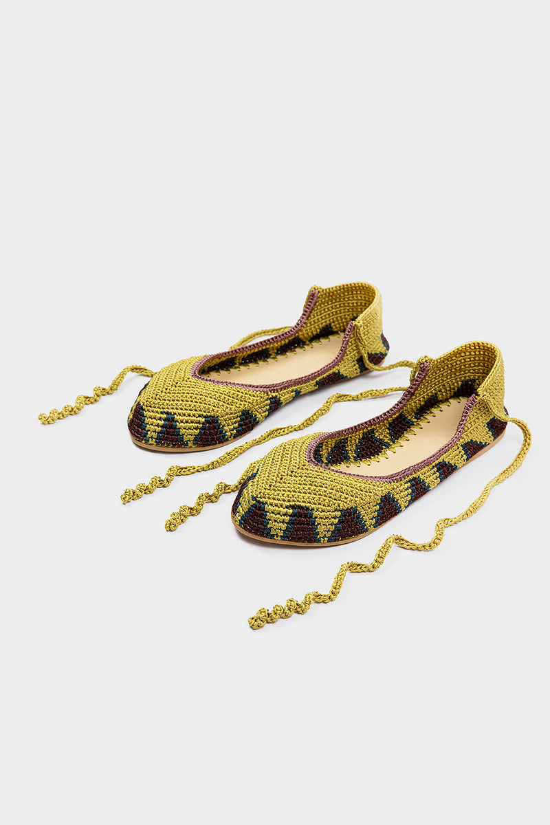 Crochet Ballerina Flat  - Mustard Yellow