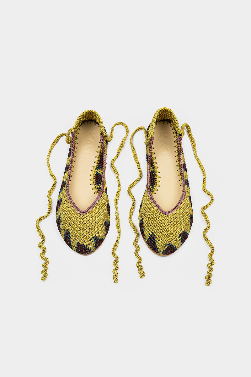 Crochet Ballerina Flat  - Mustard Yellow