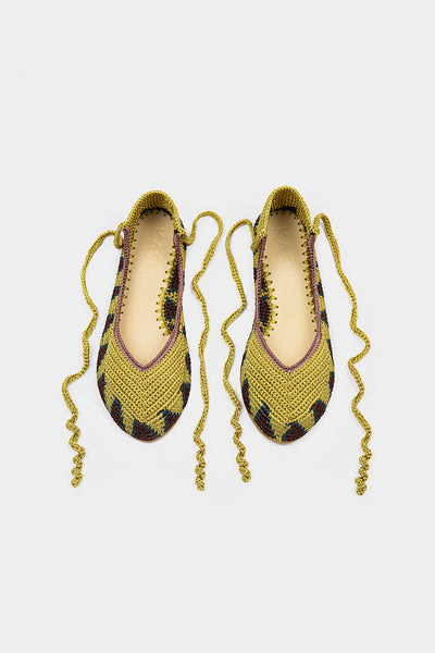 Crochet Ballerina Flat  - Mustard Yellow