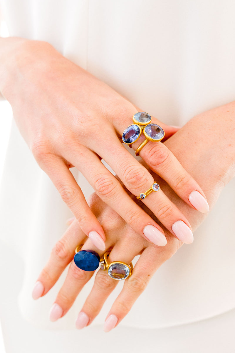 22K Yellow Gold Tanzanite Miniature Princess Ring
