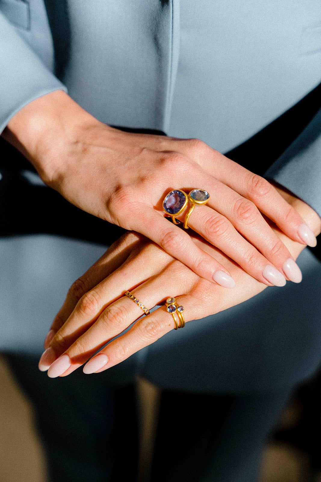 22K Yellow Gold Tanzanite Miniature Princess Ring