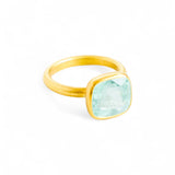 Marie-Hélène De Taillac 22K Yellow Gold Light Blue Green Tourmaline Princess Ring